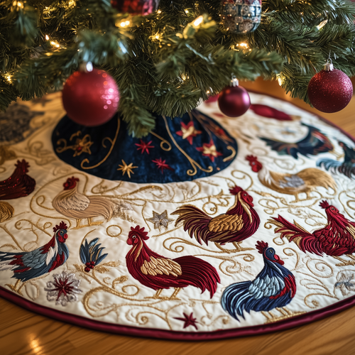 Jolly Holiday Chicken Quilted Tree Skirt GFTOHD320