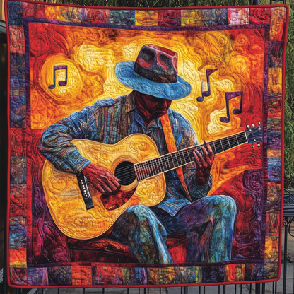 Guitarist Vibrant Melodies Quilted Blanket GFTOHD357