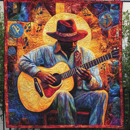 Guitarist Vibrant Melodies Quilted Blanket GFTOHD358