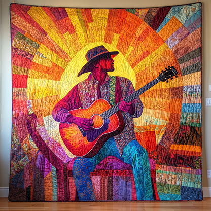 Guitarist Vibrant Melodies Quilted Blanket GFTOHD360