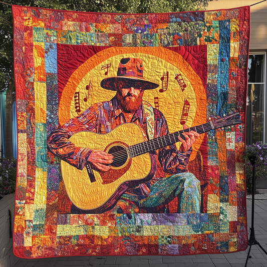 Guitarist Vibrant Melodies Quilted Blanket GFTOHD366