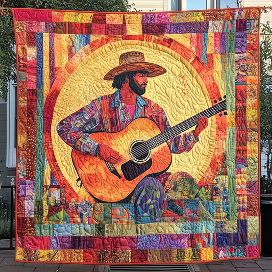 Guitarist Vibrant Melodies Quilted Blanket GFTOHD367