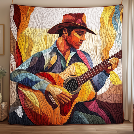 Guitarist Vibrant Melodies Quilted Blanket GFTOHD368