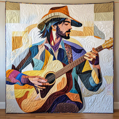 Guitarist Vibrant Melodies Quilted Blanket GFTOHD371