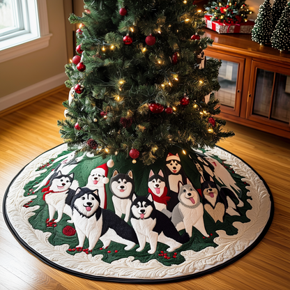 Christmas Husky Quilted Tree Skirt GFTOHD493