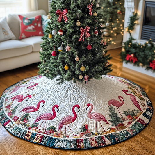 Christmas Flamingo Quilted Tree Skirt GFTOHD519