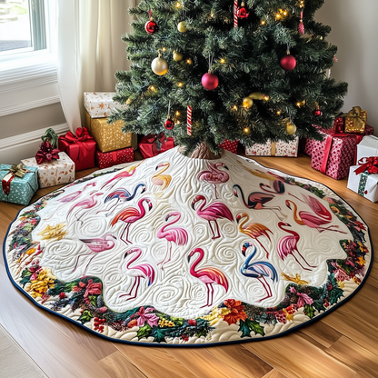 Christmas Flamingo Quilted Tree Skirt GFTOHD520