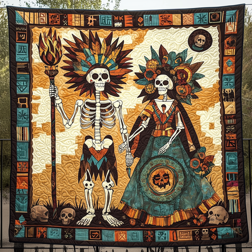 Mexican Day Of The Dead Quilted Blanket GFTOHD547