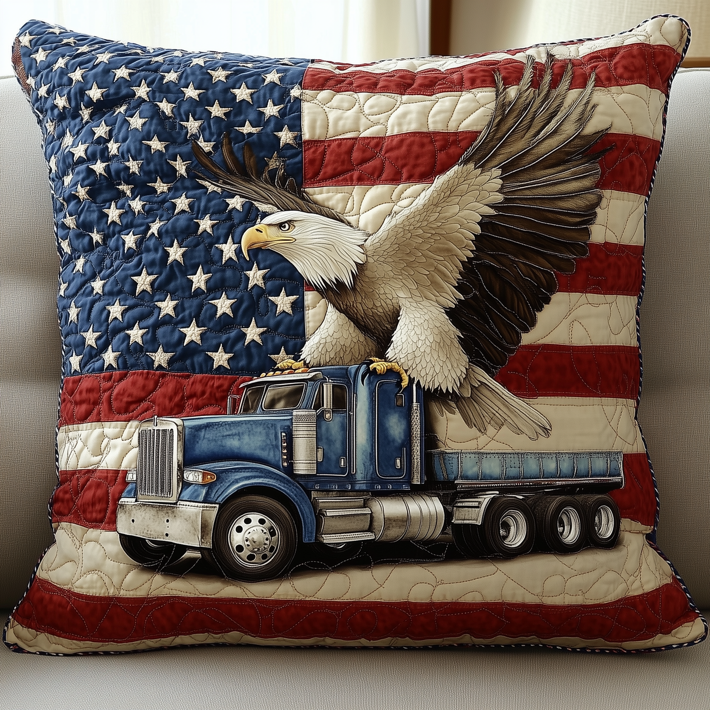 Eagle of Freedom Quilted Pillow Case GFTOHD549