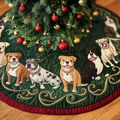 Happy Bulldog Christmas Quilted Tree Skirt GFTOHD574