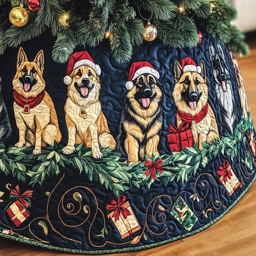 Christmas German Shepherd Quilted Tree Skirt GFTOHD585