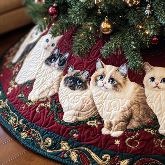 Christmas Ragdoll Cat Quilted Tree Skirt GFTOHD595