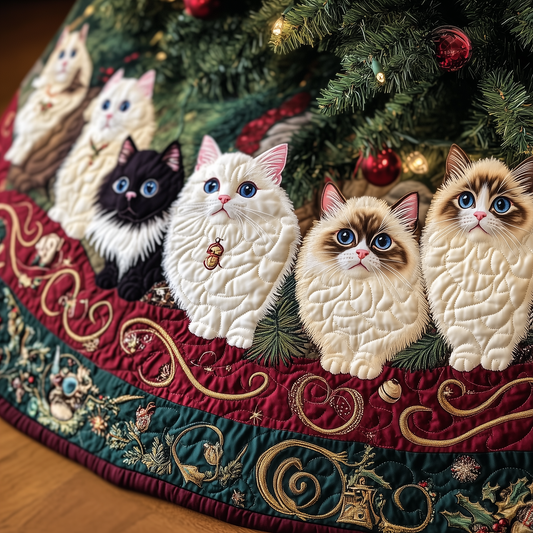 Christmas Ragdoll Cat Quilted Tree Skirt GFTOHD596