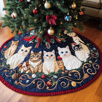 Festive Cat Quilted Tree Skirt GFTOHD601