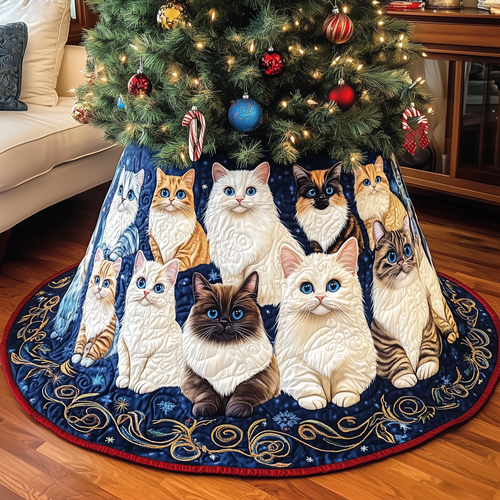 Festive Cat Quilted Tree Skirt GFTOHD602