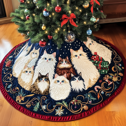 Festive Cat Quilted Tree Skirt GFTOHD603