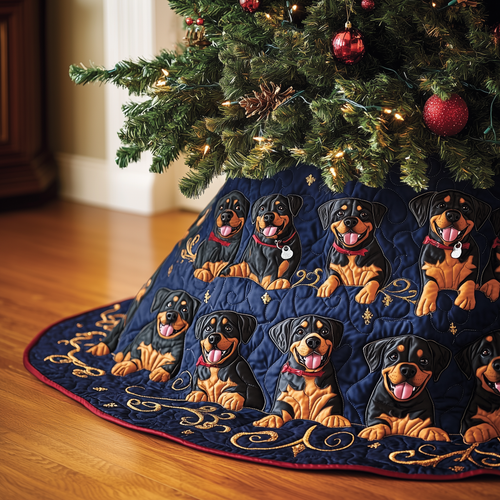 Christmas Rottweiler Quilted Tree Skirt GFTOHD625