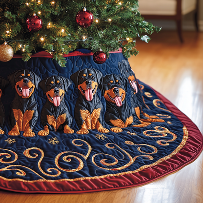 Christmas Rottweiler Quilted Tree Skirt GFTOHD626