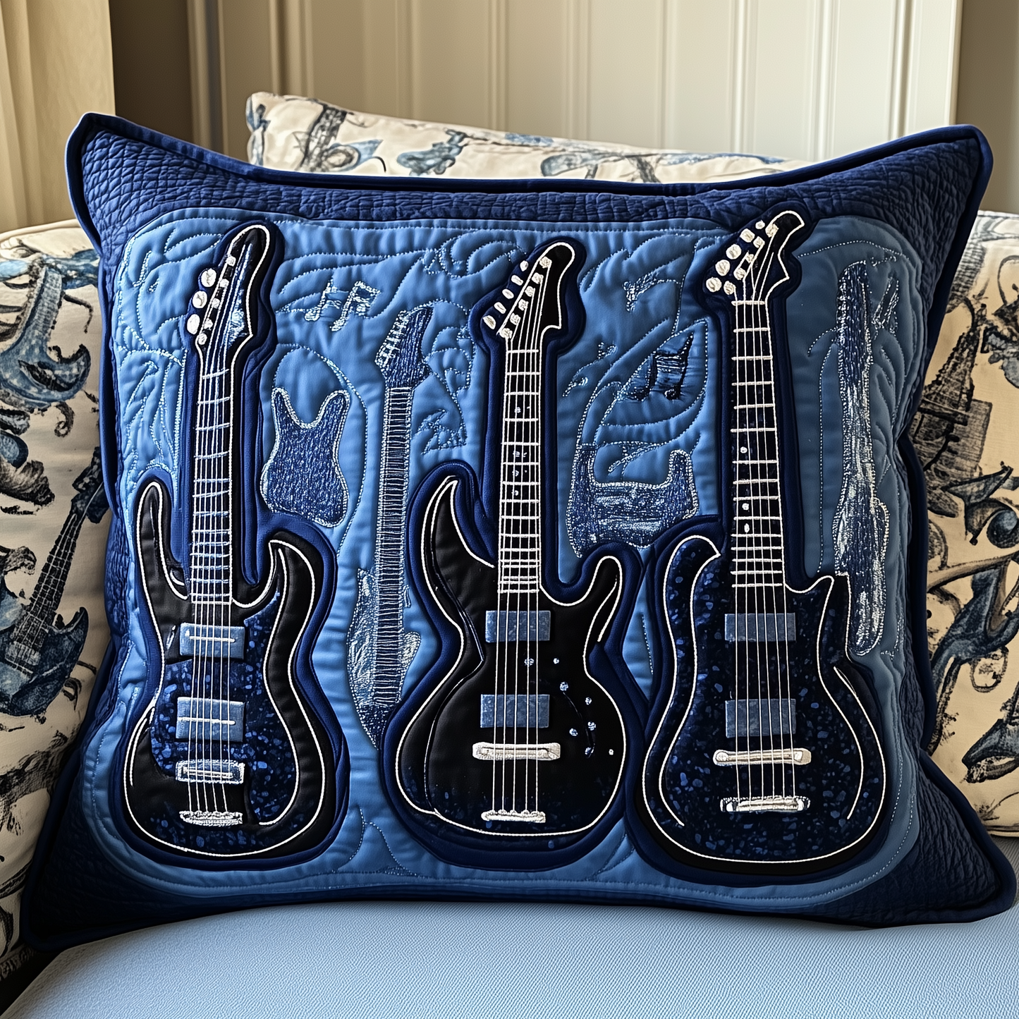 Guitar Melody Quilted Pillow Case GFTOHD659