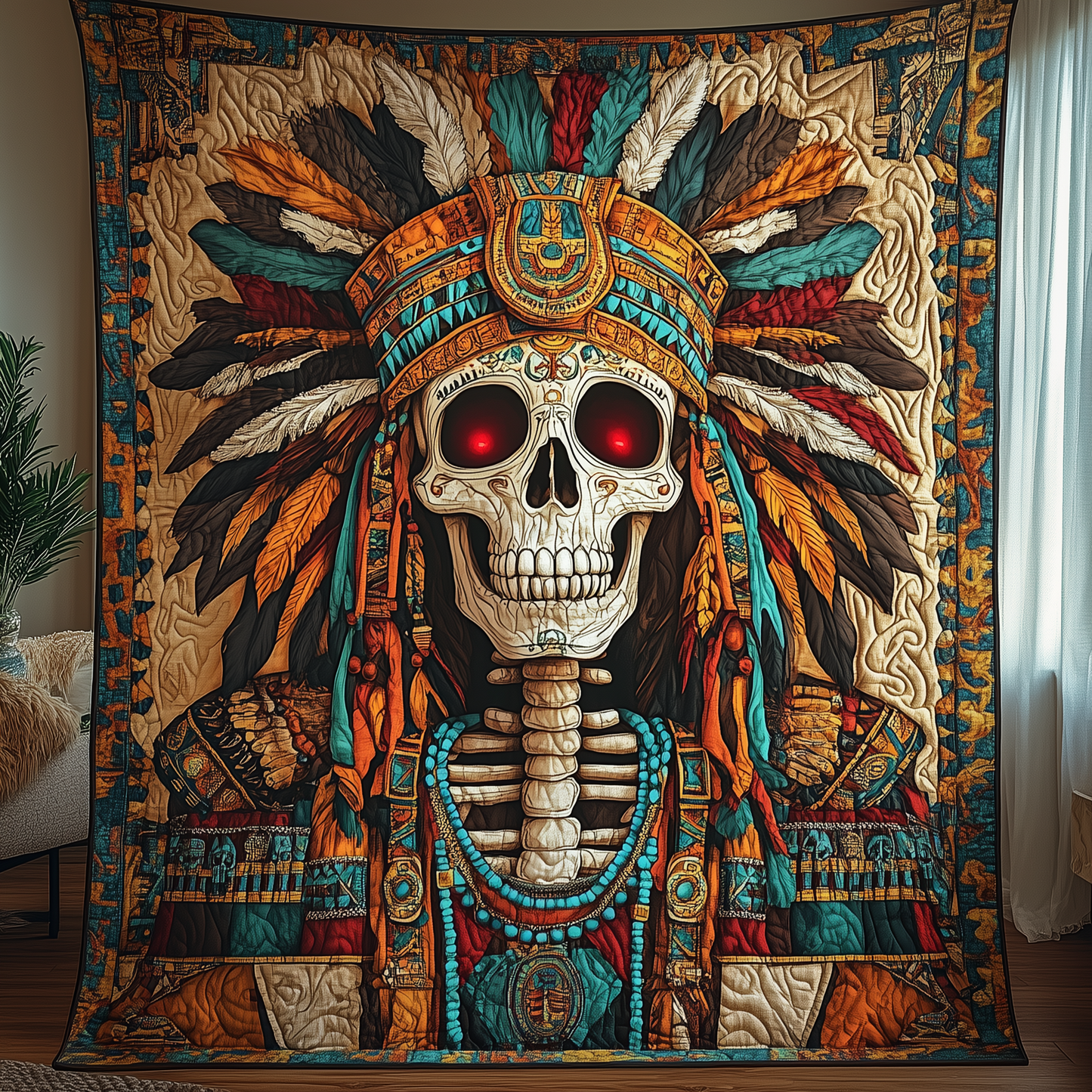 Native Skull Quilted Blanket GFTOHD685