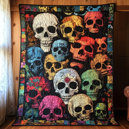 Vibrant Festive Skull Quilted Blanket GFTOHD689