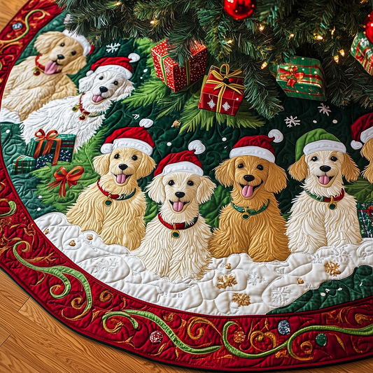 Christmas Poodle Cheer Quilted Tree Skirt GFTOHD699