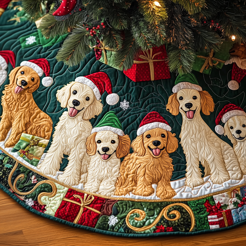 Christmas Poodle Cheer Quilted Tree Skirt GFTOHD700