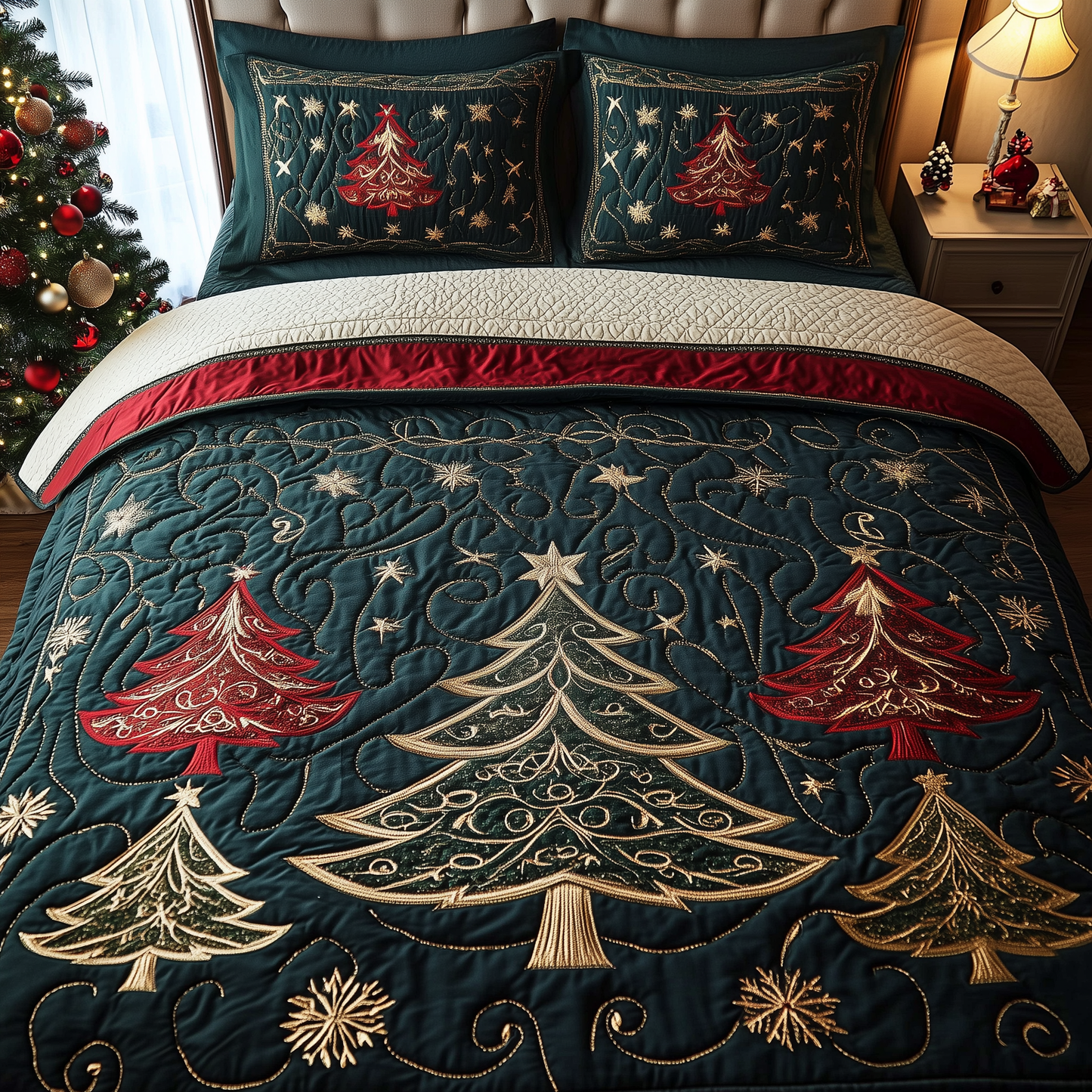 Holiday Forest 3-Piece Quilted Bedding Set GFTOHD708