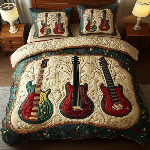 Elegant Guitar 3-Piece Quilted Bedding Set GFTOHD752