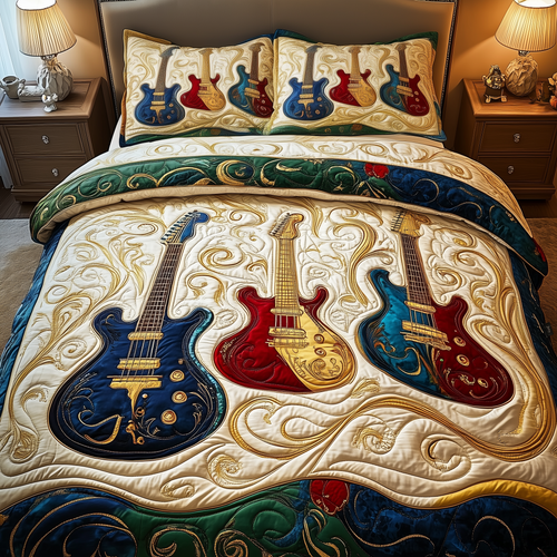 Elegant Guitar 3-Piece Quilted Bedding Set GFTOHD753