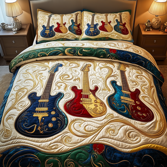 Elegant Guitar 3-Piece Quilted Bedding Set GFTOHD753