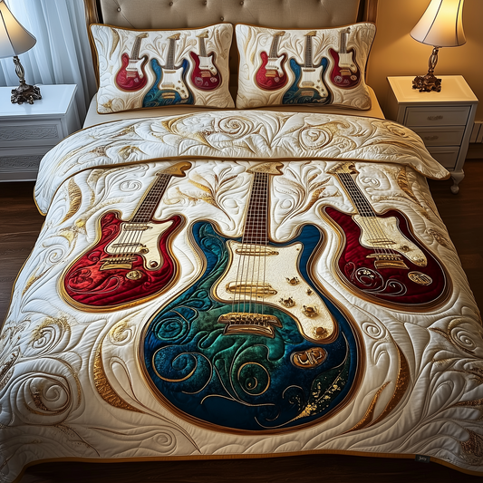 Elegant Guitar 3-Piece Quilted Bedding Set GFTOHD754