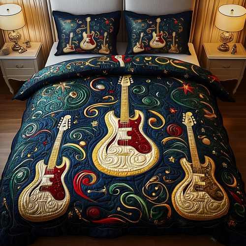 Elegant Guitar 3-Piece Quilted Bedding Set GFTOHD757