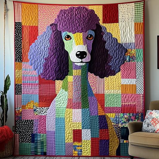 Vibrant Adorable Poodle Quilted Blanket GFTOHD761