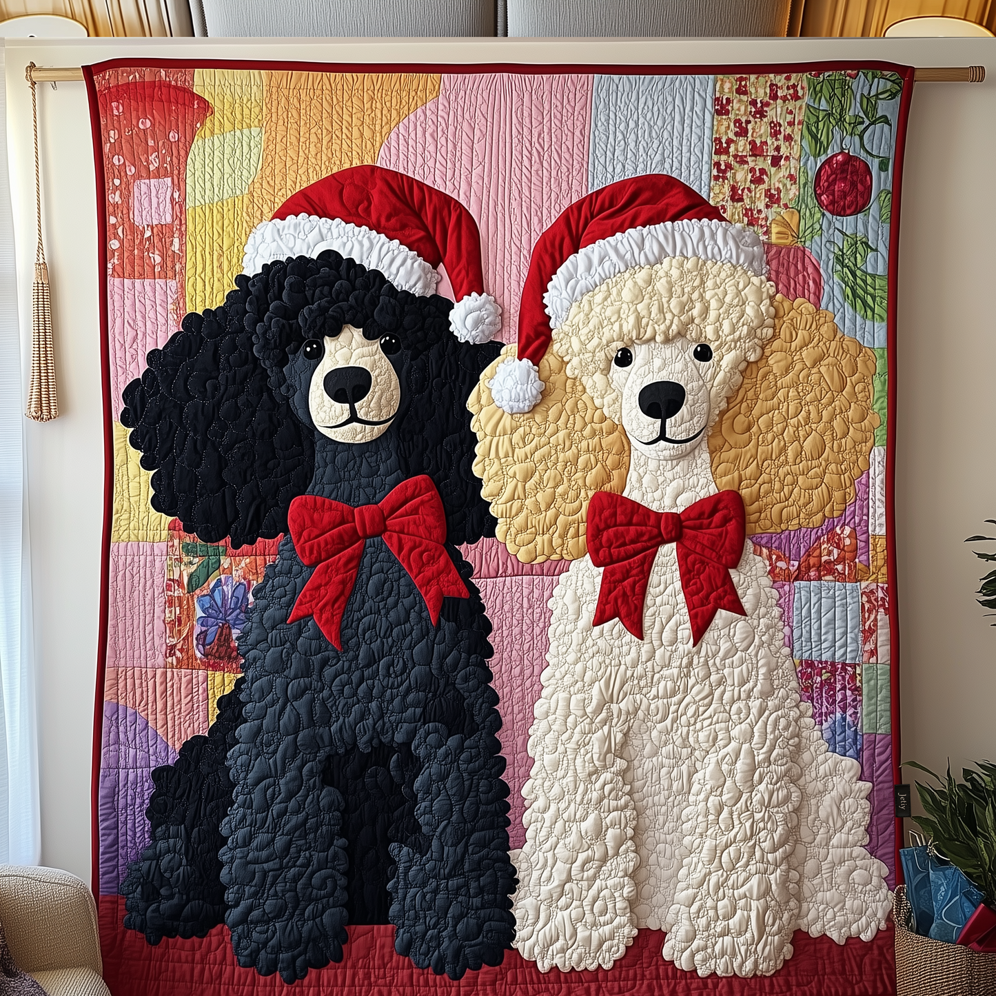 Christmas Poodle Couple Quilted Blanket GFTOHD763