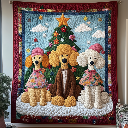 Christmas Poodle Quilted Blanket GFTOHD766