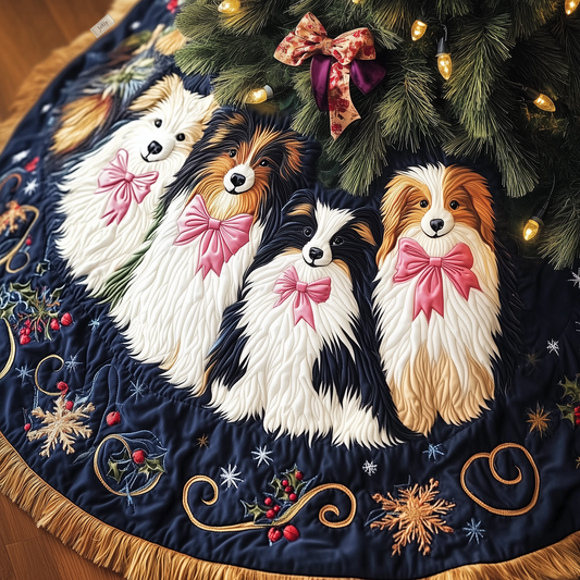 Festive Shetland Sheepdog Quilted Tree Skirt GFTOHD780