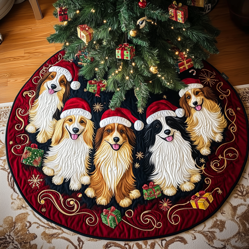 Festive Shetland Sheepdog Quilted Tree Skirt GFTOHD781