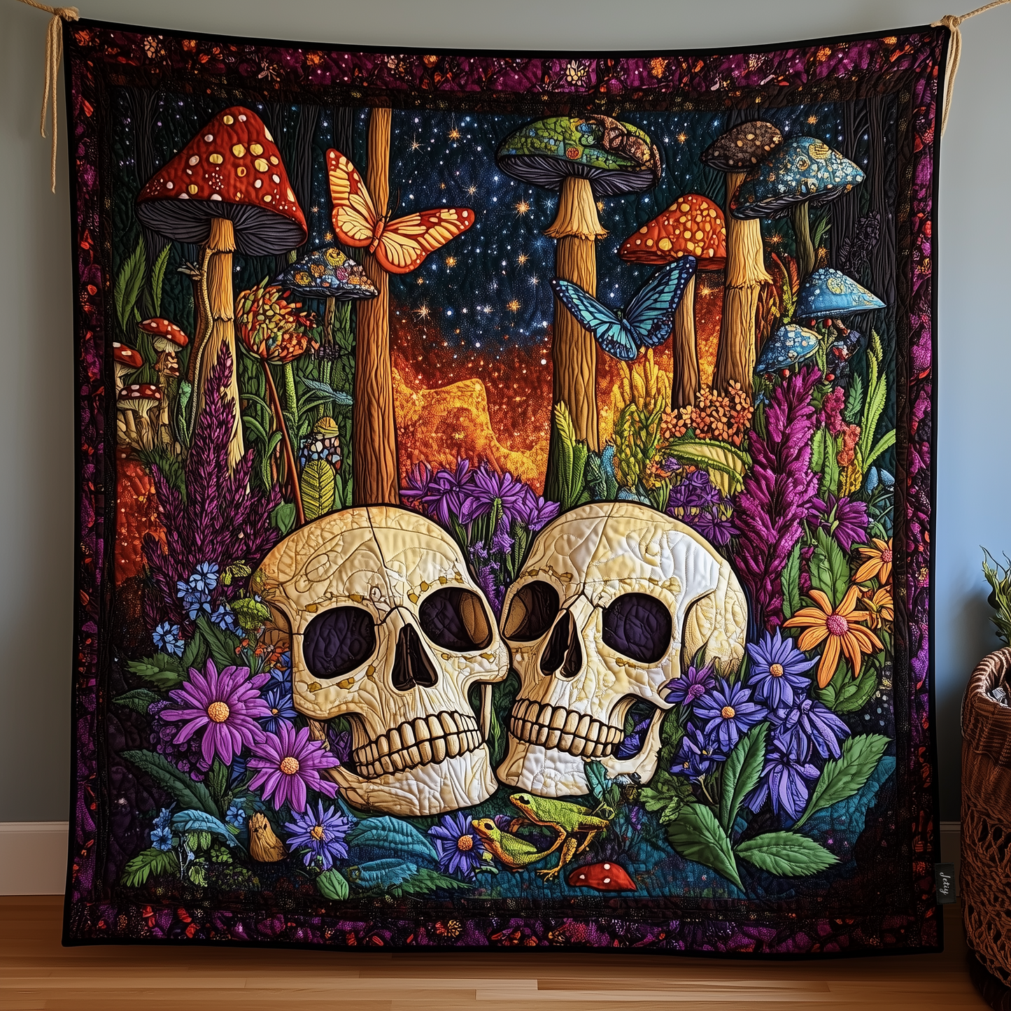 Skulls in Bloom Quilted Blanket GFTOHD807