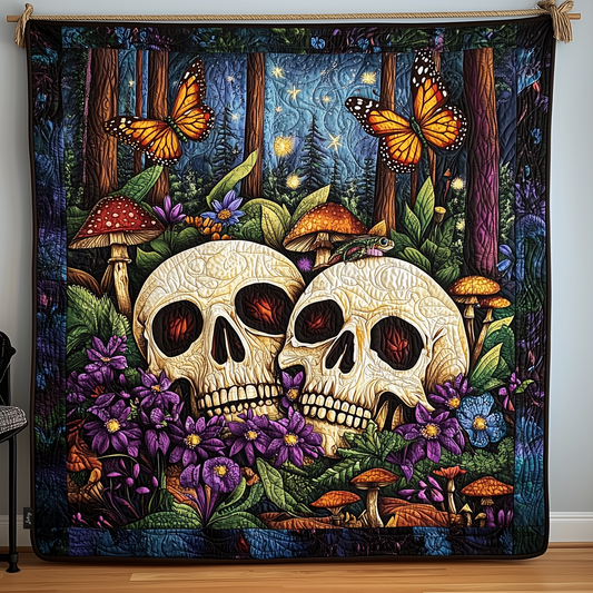 Skulls in Bloom Quilted Blanket GFTOHD808