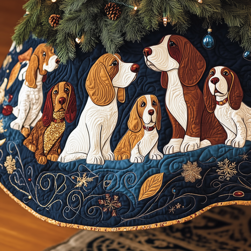 Joyful Basset Hound Quilted Tree Skirt GFTOHD819