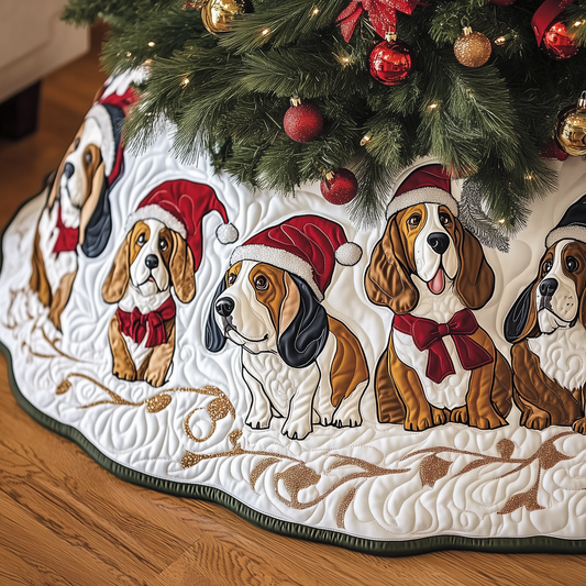 Joyful Basset Hound Quilted Tree Skirt GFTOHD820