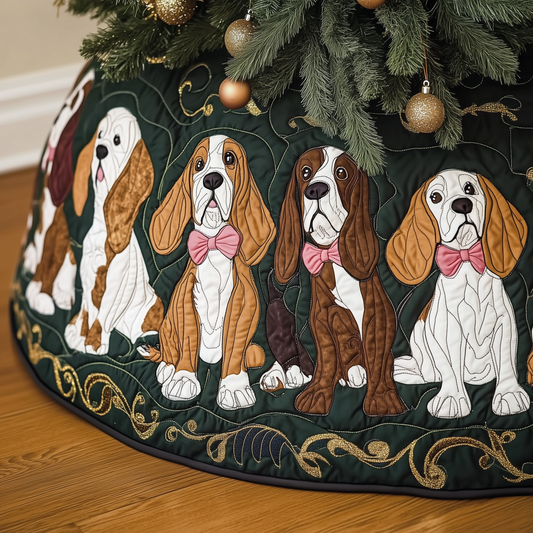 Joyful Basset Hound Quilted Tree Skirt GFTOHD823