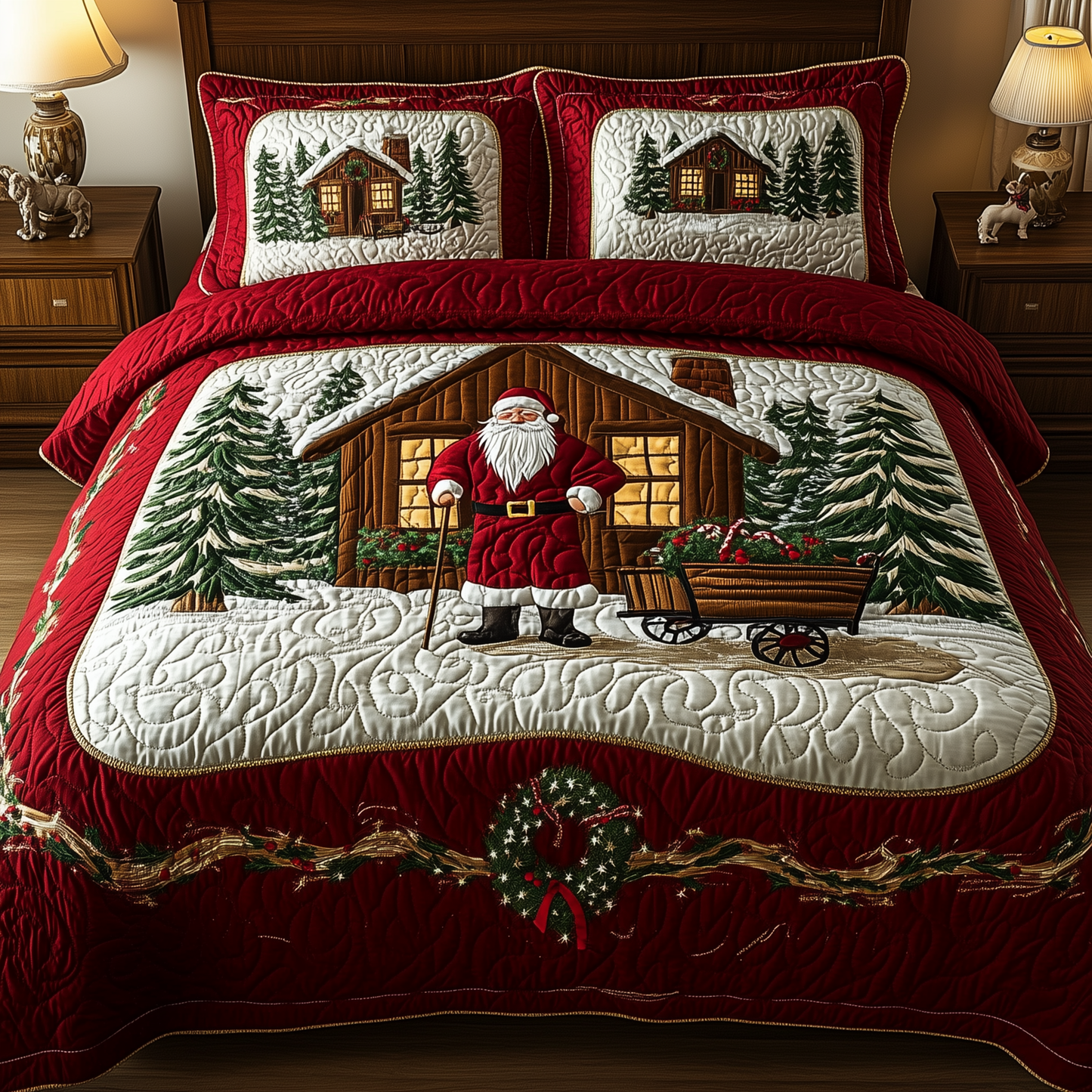 Santa Sweet Home 3-Piece Quilted Bedding Set GFTOHD826