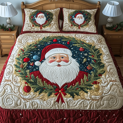 Santa Christmas Cheer 3-Piece Quilted Bedding Set GFTOHD828