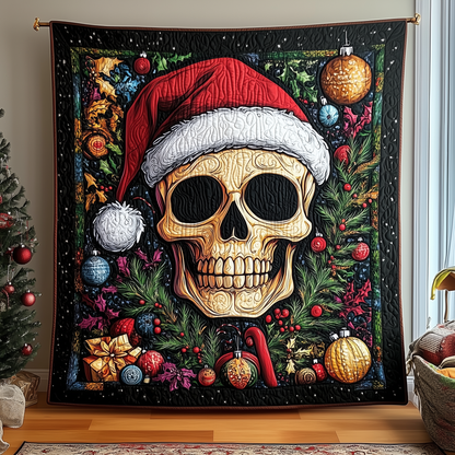 Festive Santa Skull Quilted Blanket GFTOHD830