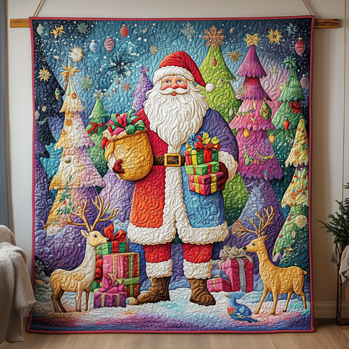 Santa Snowy Journey Quilted Blanket GFTOHD840