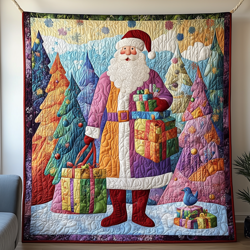 Santa Snowy Journey Quilted Blanket GFTOHD841