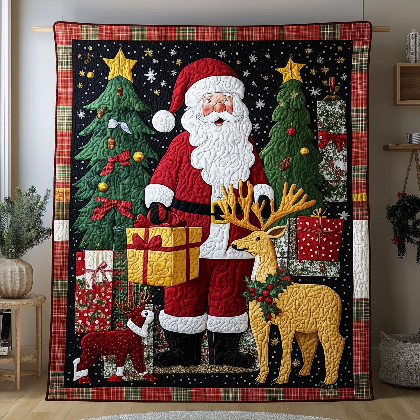 Santa Snowy Journey Quilted Blanket GFTOHD842