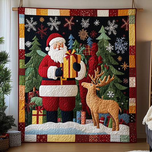 Santa Snowy Journey Quilted Blanket GFTOHD843